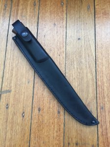 Kizlyar Knife: Kizlyar Mirror Finish ESEPCKUU Straight Laser Etched Blade with Caucasian Walnut Handle