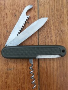 P.Beretta Folding Pen Knife with Saw Blade and Cork Screw.