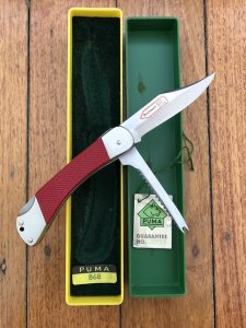 Puma Knife: Puma Rare 1988 model 230868 Angler Knife with original box and warranty