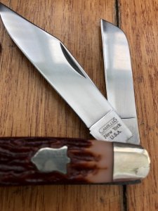 Camillus Premium Stockman 3 Blade Knife with Red bone Delrin Handle