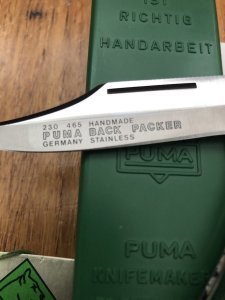 Puma Knife: Puma Rare 1993 Back Packer Folding Knife in original Green Box # 27391
