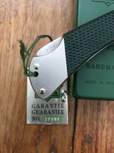 Puma Knife: Puma Rare 1993 Back Packer Folding Knife in original Green Box # 27391