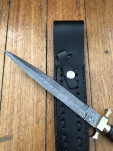 COMMANDO BLADED KNIFE WITH 200 LAYER DAMASCUS BLADE AND SAMBAR DEER ANTLER HANDLE