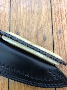 Damascus Knife: Damascus Knife Drop-point Blade with Camel Bone Handle