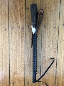 Damascus Knife: Damascus Long Blade Knife with Fat Sambar Deer Antler Handle