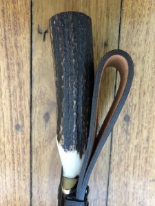 Damascus Knife: Damascus Long Blade Knife with Fat Sambar Deer Antler Handle