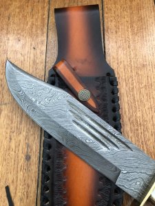 Damascus Knife: Damascus Western Alamo Bowie with Fat Sambar Deer Antler Handle