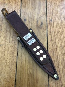 Handmade Patterned Steel Bladed Knife from USA with laminated pinned wood handle