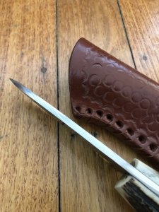 Custom Handmade Satin Stainless Steel Bladed Hunting Knife From USA with ELK Deer Handle