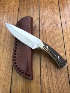 Custom Handmade Satin Stainless Steel Bladed Hunting Knife From USA with ELK Deer Handle