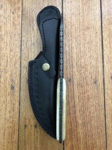 SOS Damascus Knife: Damascus Knife with File Work and Camel Bone Handle