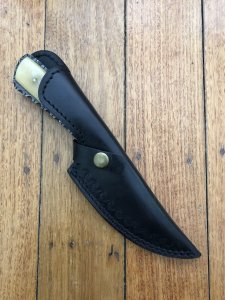 SOS Damascus Knife: Damascus Knife with File Work and Camel Bone Handle