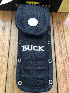 Buck Knife: 2006 Model Buck Alpha Hunter Folding Knife with Black Rubberised Handle & Pouch