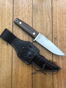 Azero Knives: Hunting knife with Ebony Wood Handle & Leather Sheath