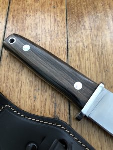 Azero Knives: Hunting knife with Ebony Wood Handle & Leather Sheath