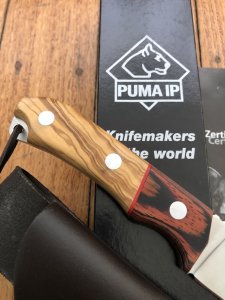 Puma Knife: Puma IP Granada Olive Hunting Knife with Brown Leather Sheath