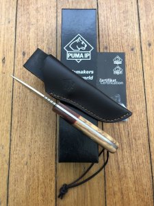 Puma Knife: Puma IP Granada Olive Hunting Knife with Brown Leather Sheath