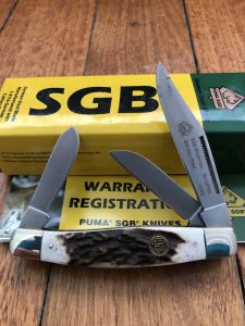 Puma SGB Knife: Puma SGB Stockman 3 blade knife with Stag Antler Handle