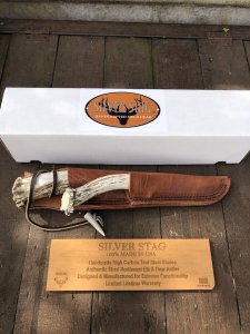 Silver Stag USA Handmade Knife Combo 2 Knife set with Elk Handles