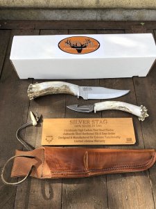 Silver Stag USA Handmade Knife Combo 2 Knife set with Elk Handles