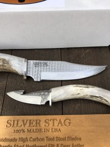 Silver Stag USA Handmade Knife Combo 2 Knife set with Elk Handles