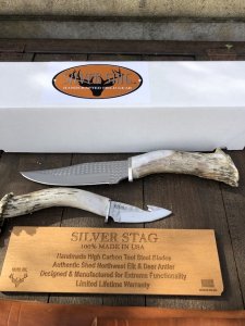 Silver Stag USA Handmade Knife Combo 2 Knife set with Elk Handles