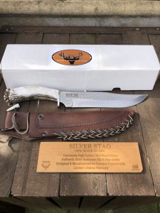 Silver Stag Tool Steel Series Big Bowie Stag Antler Handle