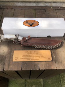 Silver Stag Tool Steel Series Big Bowie Stag Antler Handle