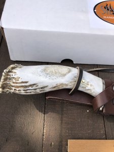 Silver Stag Tool Steel Series Short Bowie Skinner Stag Antler Handle