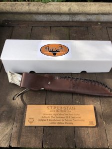 Silver Stag Tool Steel Series Short Bowie Skinner Stag Antler Handle