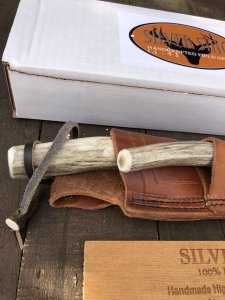 Silver Stag Crown Series Guide Two Knife Combo with Stag Antler Handle