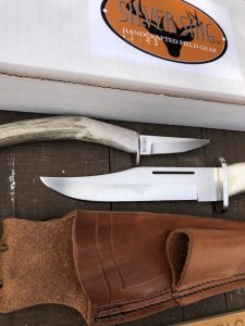 Silver Stag Crown Series Guide Two Knife Combo with Stag Antler Handle