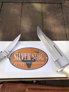 Silver Stag Crown Series Guide Two Knife Combo with Stag Antler Handle