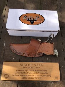 Silver Stag Tool Steel Series Small Gut Hook Skinner Stag Antler Handle