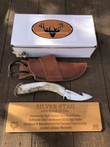 Silver Stag Tool Steel Series Small Gut Hook Skinner Stag Antler Handle