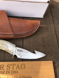 Silver Stag Tool Steel Series Small Gut Hook Skinner Stag Antler Handle