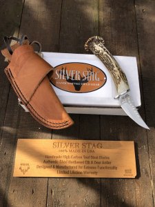Silver Stag Tool Steel Series Gamer Skinner Stag Antler Handle