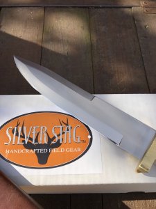 Silver Stag Crown Series Pacific Bowie Knife with Stag Antler Handle