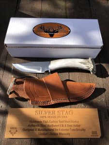 Silver Stag Crown Series Field Pro Knife with Stag Antler Handle