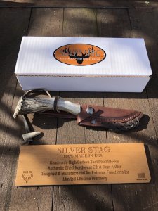 Silver Stag Crown Series Deer Skinner Knife with Stag Antler Handle