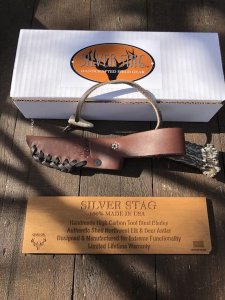 Silver Stag Crown Series Deer Skinner Knife with Stag Antler Handle