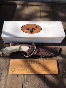 Silver Stag Crown Series Deep Valley Knife with Stag Antler Handle