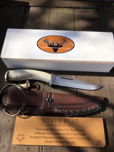 Silver Stag Crown Series Deep Valley Knife with Stag Antler Handle