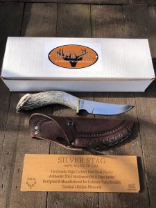 Silver Stag Crown Series Mountain Edge Knife with Stag Antler Handle