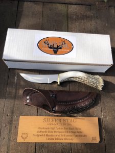 Silver Stag Crown Series Mountain Edge Knife with Stag Antler Handle