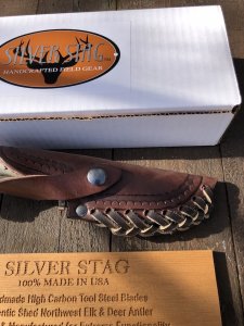 Silver Stag Crown Series Big Gamer Knife with Stag Antler Handle