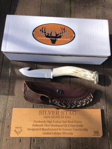Silver Stag Crown Series Big Gamer Knife with Stag Antler Handle