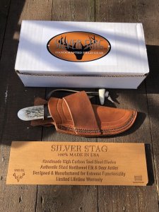 Silver Stag Slab Series Smith Slab Skinner Stag Antler Handle