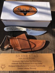 Silver Stag Slab Series Smith Slab Skinner Stag Antler Handle