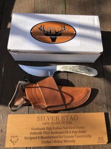 Silver Stag Slab Series Smith Slab Skinner Stag Antler Handle